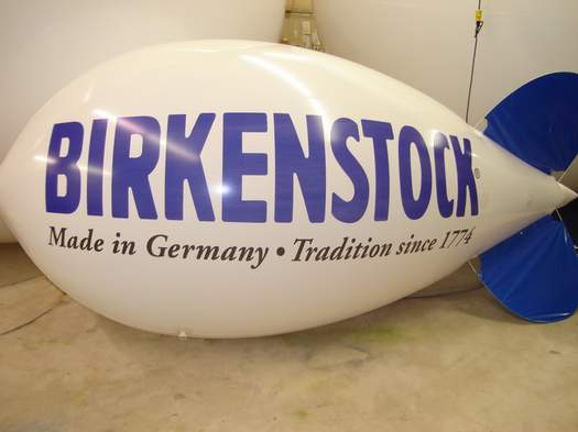 Trade Show white color Blimp with Birkenstock logo